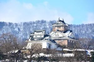 雪化粧した越前大野城の天守（福井県）